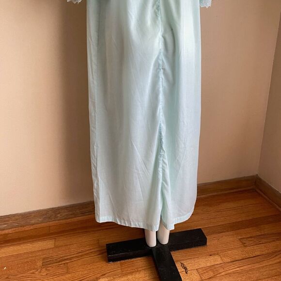 VTG Victorian Medieval Nightgown L Undergarment Base Layer Dress Pale Mint Green - Picture 6 of 7